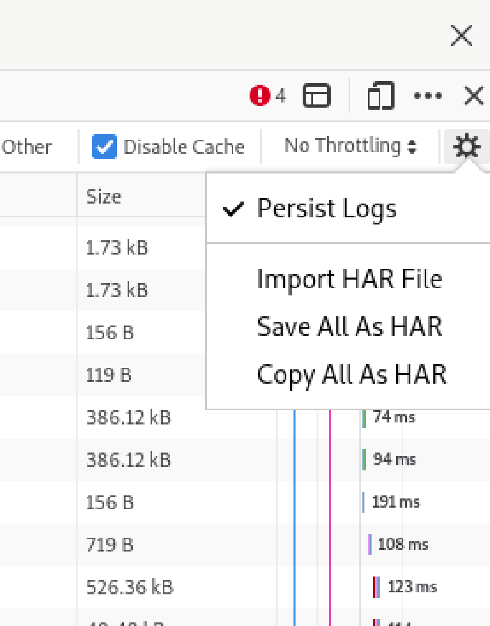 HAR file maken in Firefox