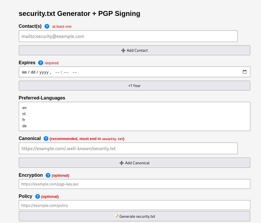 CloudAware security.txt generator